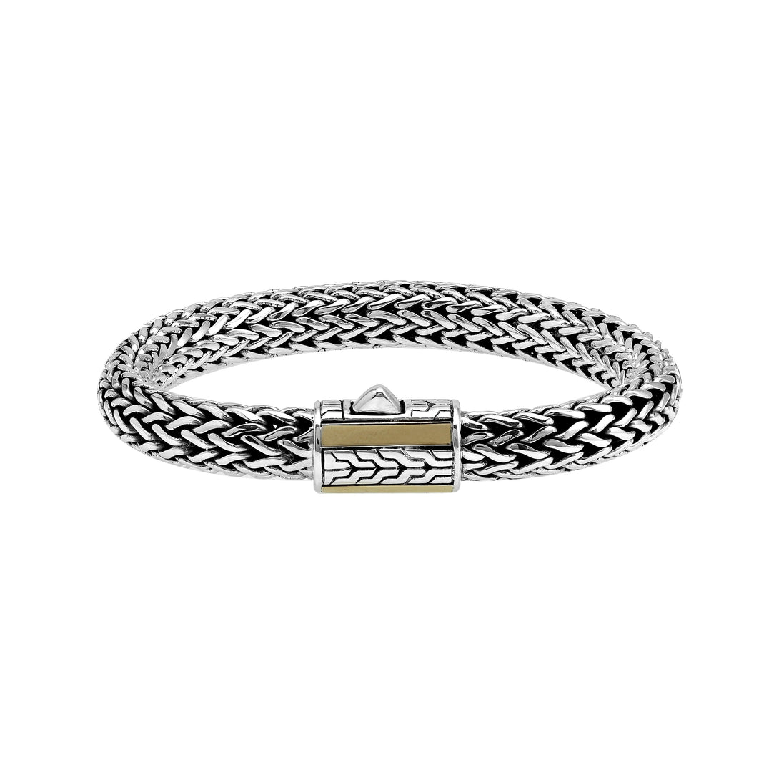 ABG-1266-S.B-8" Sterling Silver Big Bracelet With 18K Gold Jewelry Bali Designs Inc 