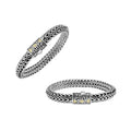 Sterling Silver & 18K Gold Bali Wheat Chain Bracelet With Swirl Pattern Dual-Tone Clasp And Handcrafted Balinese Detailing
