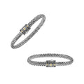 Sterling Silver & 18K Gold Bali Wheat Bracelet Featuring Swirl Engraved Dual-Tone Clasp And Detailed Balinese Artisan Weave