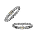 Sterling Silver & 18K Gold Bali Wheat Bracelet Featuring Chevron Pattern Dual-Tone Clasp And Handcrafted Balinese Weave