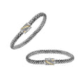 Sterling Silver & 18K Gold Bali Wheat Bracelet Featuring Angled Stripe Dual-Tone Clasp With Handcrafted Balinese Weave