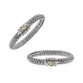 Sterling Silver & 18K Gold Bali Wheat Bracelet With Angled Wave Dual-Tone Clasp And Handcrafted Balinese Weave Detailing