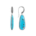 Sterling Silver Turquoise Shell Drop Earrings featuring teardrop design with textured edge and mirror-polished finish for wholesale buyers