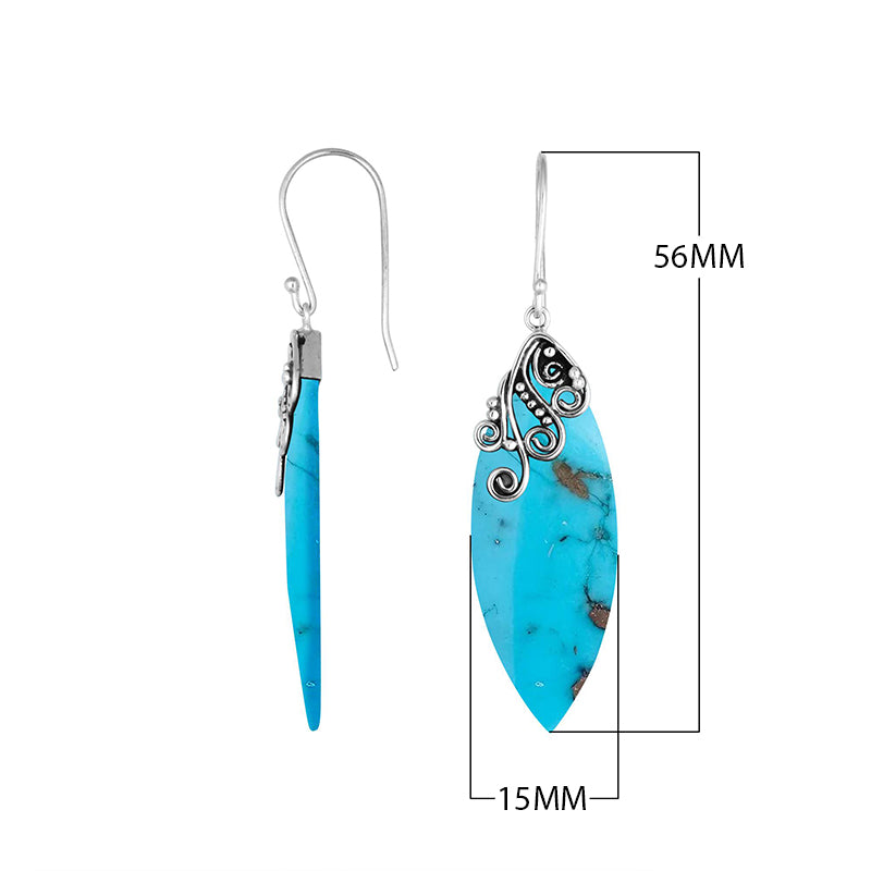 Turquoise Shell Silver Leaf Earrings With Earwire For Wholesale