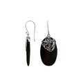 Black Shell Silver Oval Earrings With Earwire For Wholesale