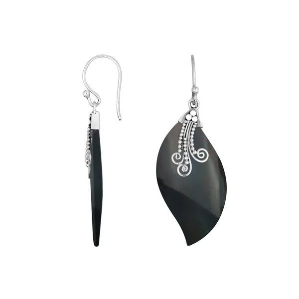 AE-1115-SHB Sterling Silver Earring With Black Shell Jewelry Bali Designs Inc 