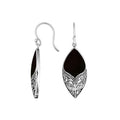 Sterling Silver Black Shell Marquise Drop Earrings With Earwire Lock