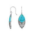 Sterling Silver Turquoise Shell Marquise Drop Earrings With Earwire Lock