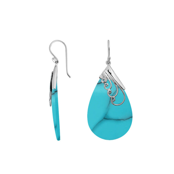 AE-1137-TQ Sterling Silver Earring With Turquoise Shell Jewelry Bali Designs Inc 