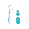 Silver Drop Earrings With Turquoise Shell Geometric Design