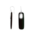 Black Shell Sterling Silver Oval Frame Earwire Earrings