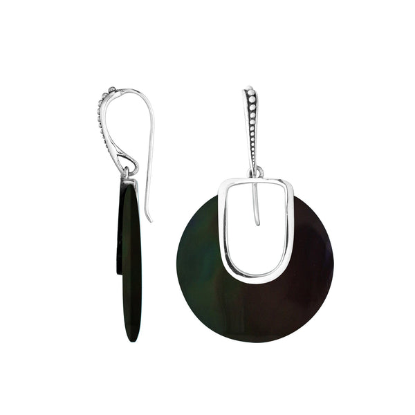 AE-1146-SHB Sterling Silver Earring With Black Shell Jewelry Bali Designs Inc 