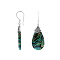 Abalone Shell Silver Teardrop Earrings With Filigree Cap