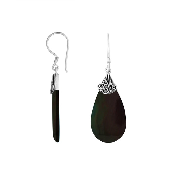 AE-1150-SHB Sterling Silver Earring With Black Shell Jewelry Bali Designs Inc 