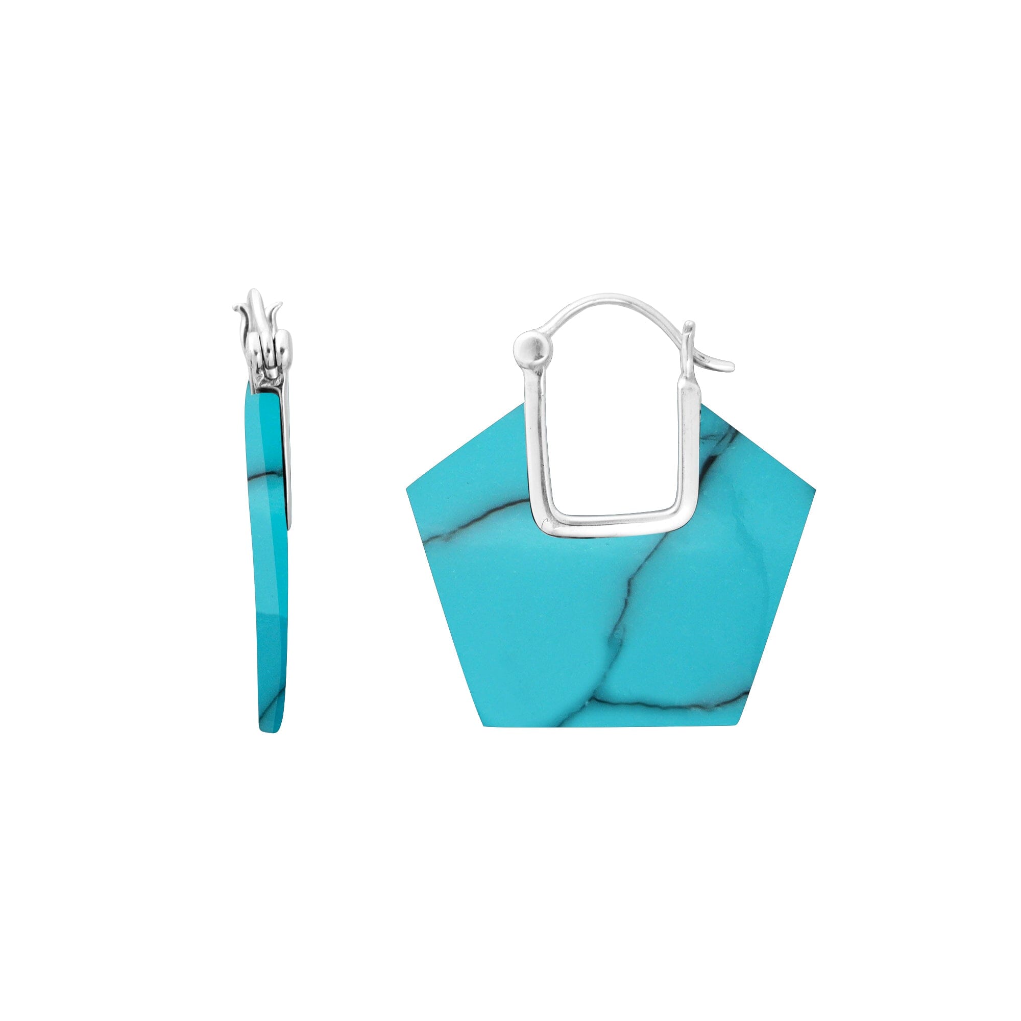 Turquoise Shell sterling silver geometric hoop earrings