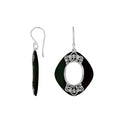 925 Sterling Silver Black Shell Cushion Filigree Earrings