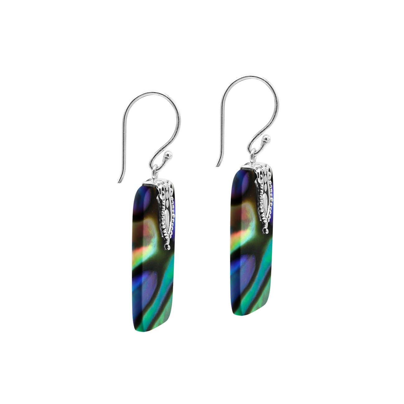 Rectangular Abalone Shell earrings with silver earwire top
