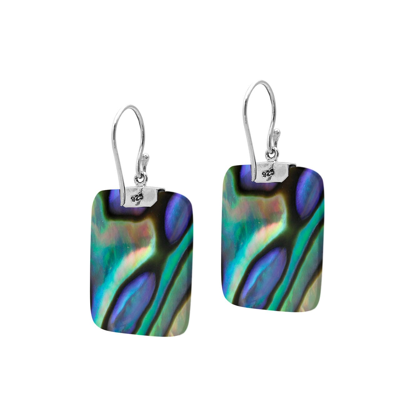 Rectangular Abalone Shell earrings with silver earwire top