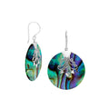 Sterling silver round Abalone Shell dangle earrings
