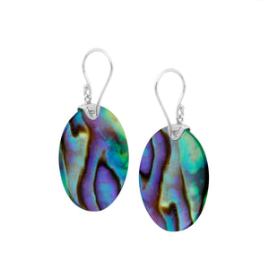 Sterling silver round Abalone Shell dangle earrings