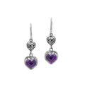 Sterling Silver Earrings With Amethyst Quartz Heart Design