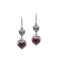 Sterling Silver Earrings With Garnet Quartz Heart Design