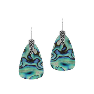 Sterling Silver Earrings With Abalone Shell Trapezoid Design