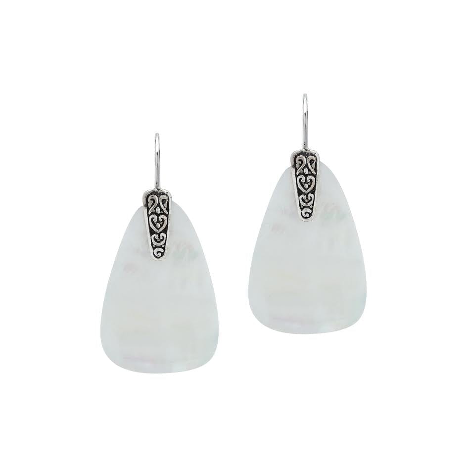 Sterling Silver Earrings With Mother Of Pearl Trapezoid Design