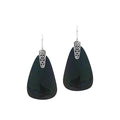 Sterling Silver Earrings With Black Shell Trapezoid Design