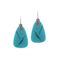 Sterling Silver Earrings With Turquoise Shell Trapezoid Design