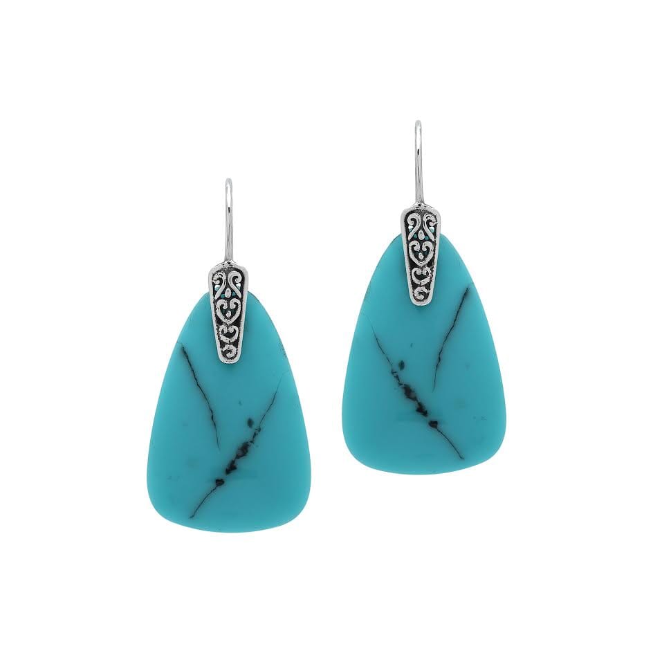 AE-1205-TQ Sterling Silver Earring With Turquoise Shell Jewelry Bali Designs Inc 