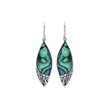 Sterling Silver Long Marquise Earrings With Abalone Shell