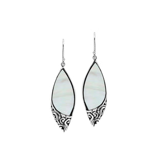 Sterling Silver Earrings With Mother Of Pearl Marquise Design