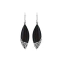 Sterling Silver Earrings With Black Shell Marquise Design