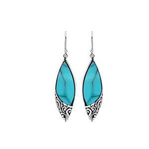 Sterling Silver Earrings With Turquoise Shell Marquise Design