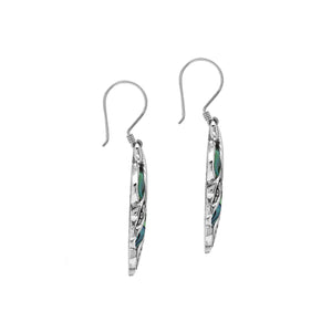 Sterling Silver Leaf Earrings With Abalone Shell And Filigree