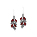 Red Coral Silver Leaf Filigree Earrings For Wholesale