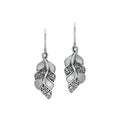 Mother Of Pearl Silver Leaf Filigree Earrings For Wholesale