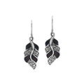 Black Shell Silver Leaf Filigree Earrings For Wholesale