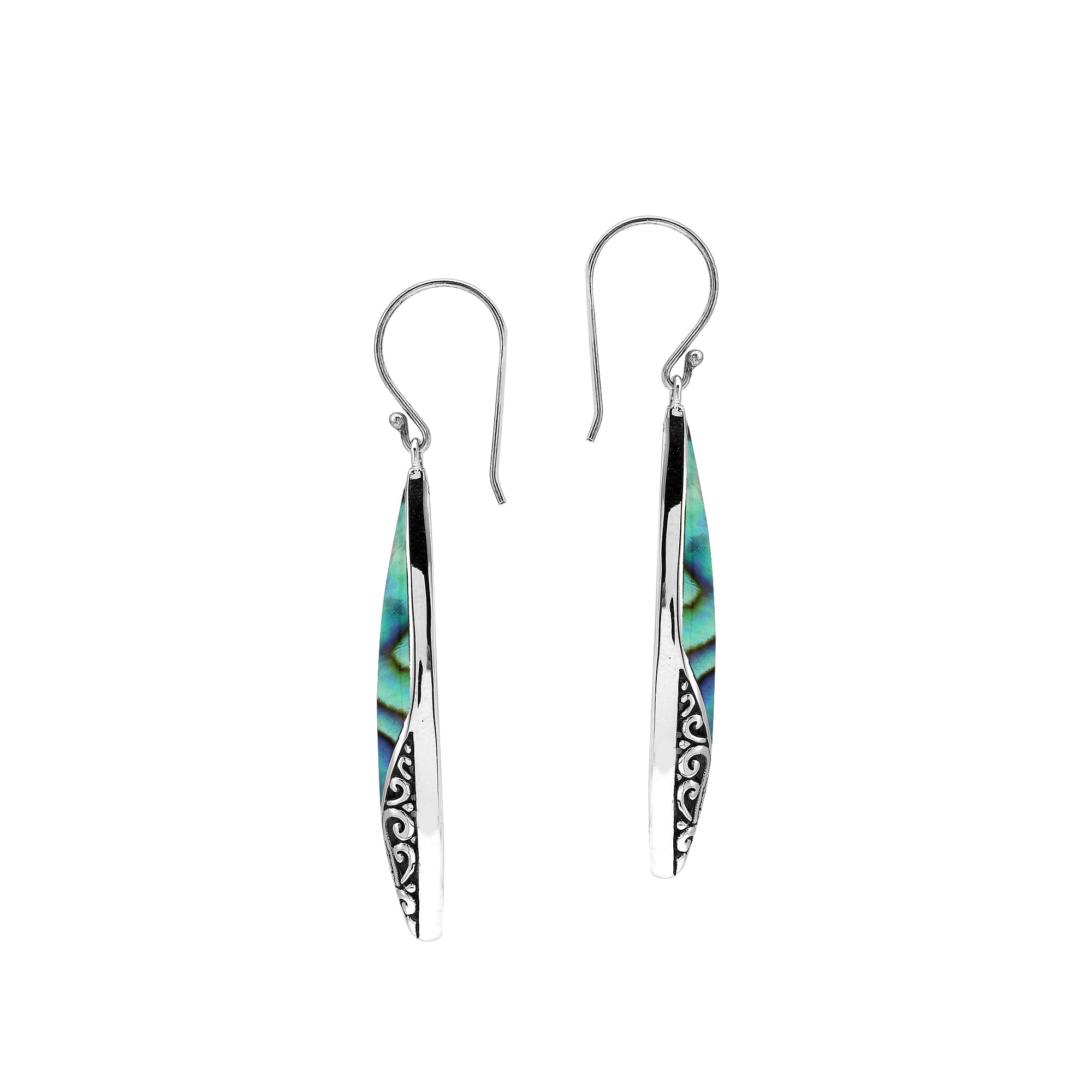 Abalone Shell Long Marquise Silver Earrings For Wholesale
