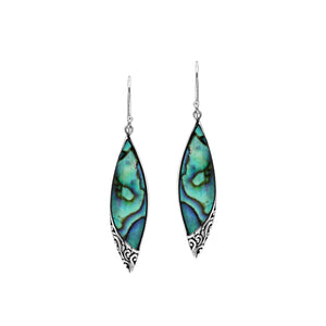 Abalone Shell Long Marquise Silver Earrings For Wholesale