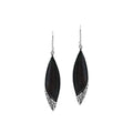 Black Shell Long Marquise Silver Earrings For Wholesale