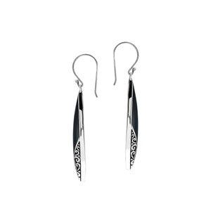 Black Shell Long Marquise Silver Earrings For Wholesale