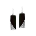 Rectangular Black Shell Silver Earrings With Filigree Border
