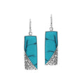 Rectangular Turquoise Shell Earrings With Silver Filigree
