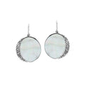 Round Mother Of Pearl Silver Earrings With Filigree Detailing