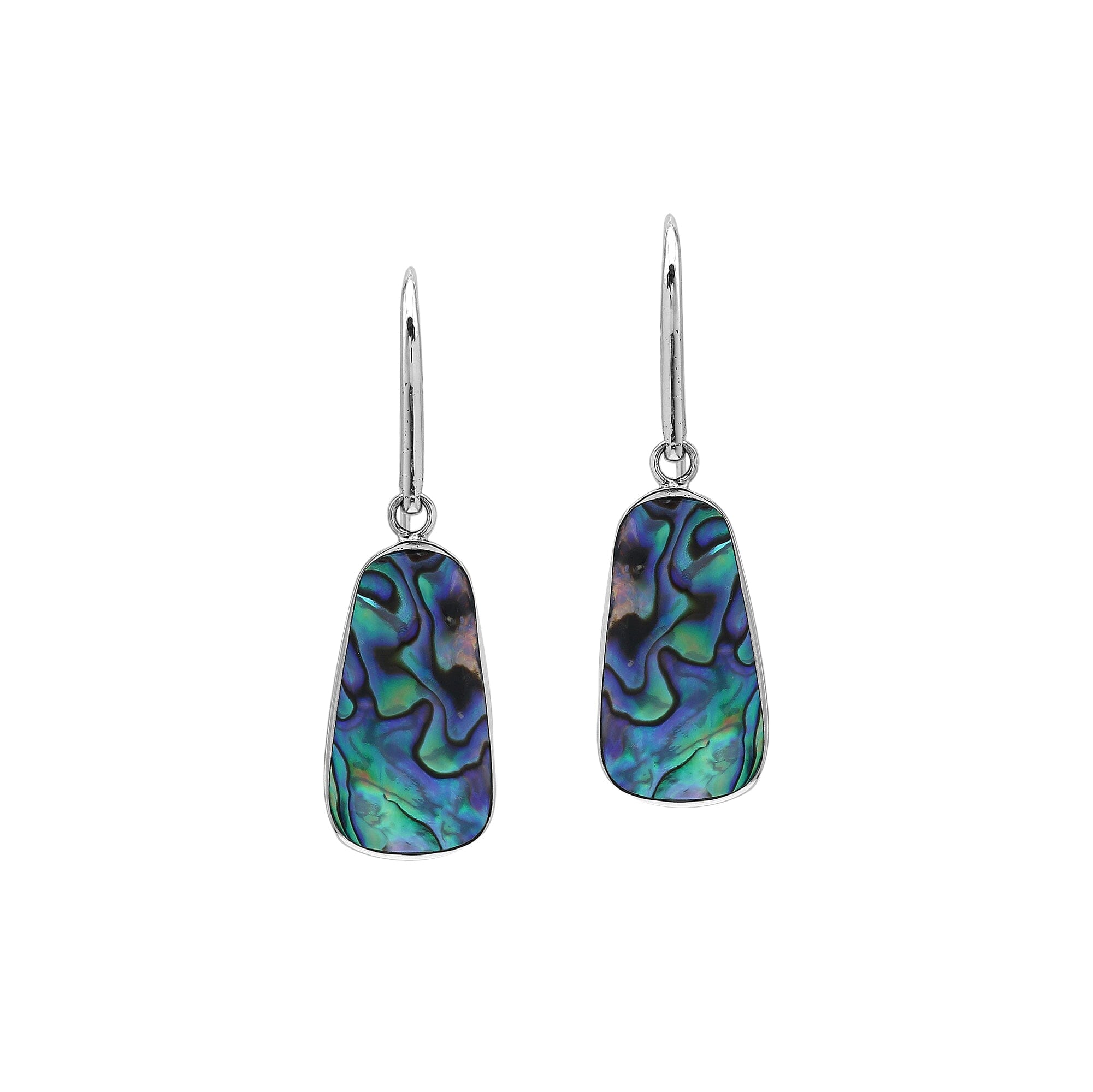 Tapered Abalone Shell Silver Earrings With Smooth Finish