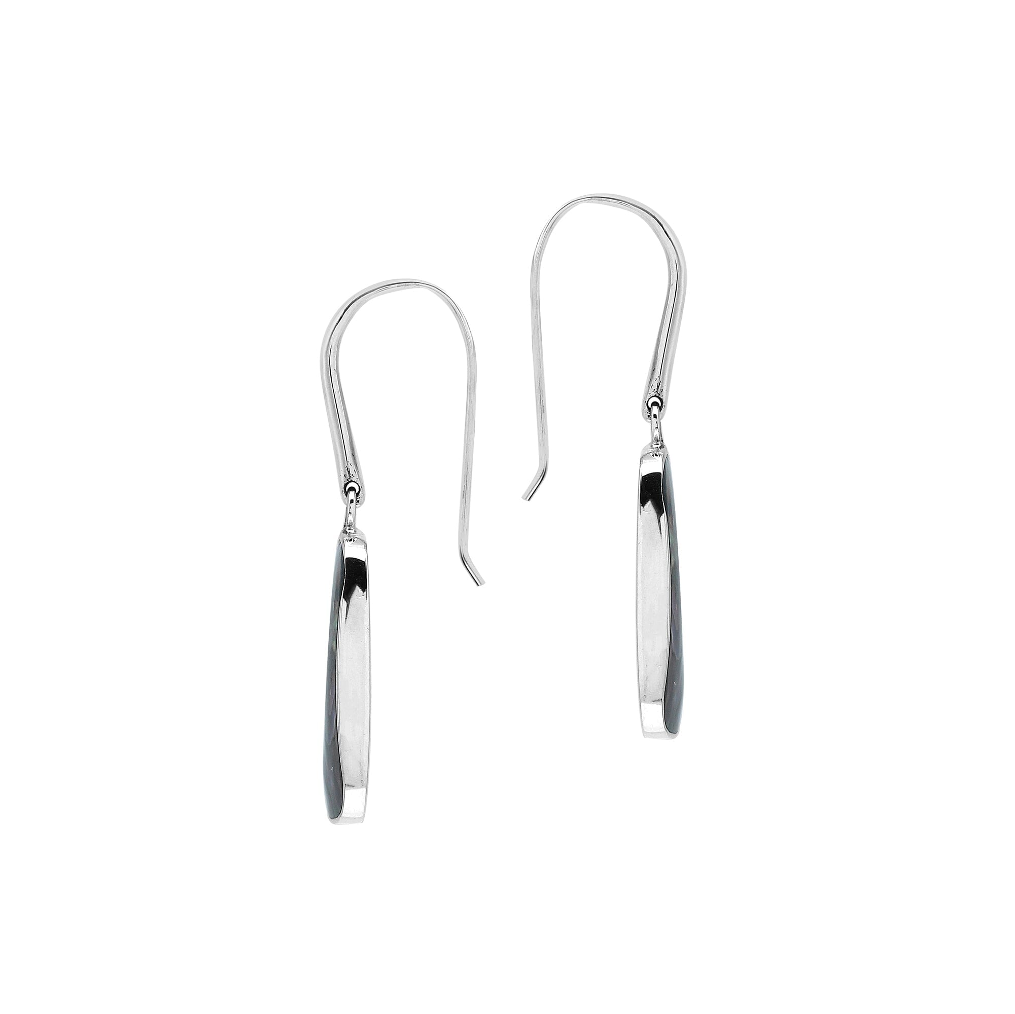 Tapered Abalone Shell Silver Earrings With Smooth Finish