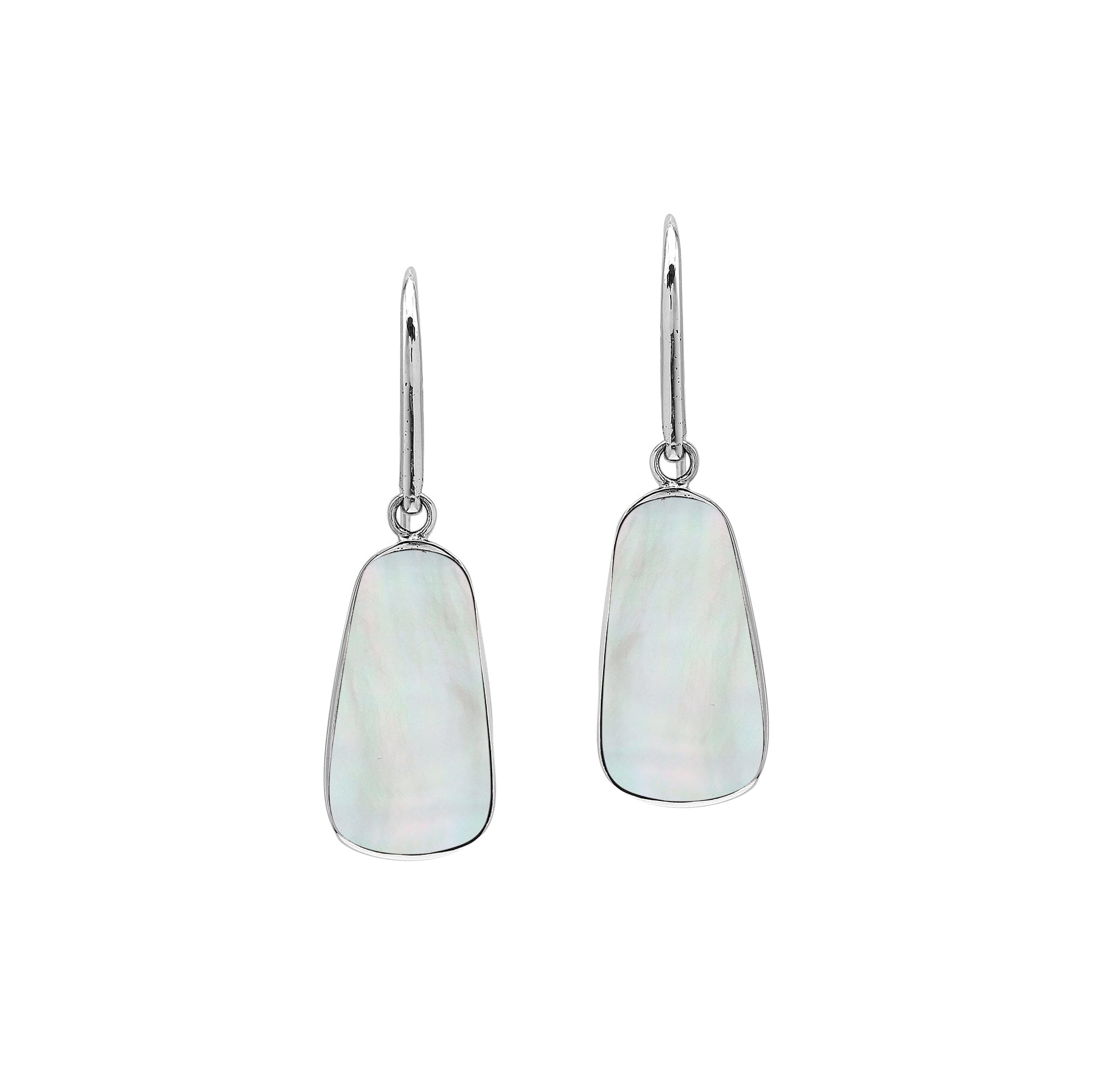 Sterling silver Mother Of Pearl dangle earrings handcrafted in Bali
