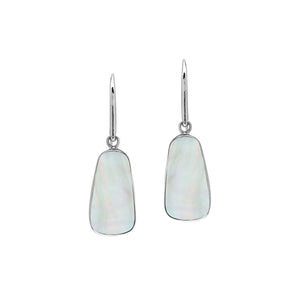 Sterling silver Mother Of Pearl dangle earrings handcrafted in Bali